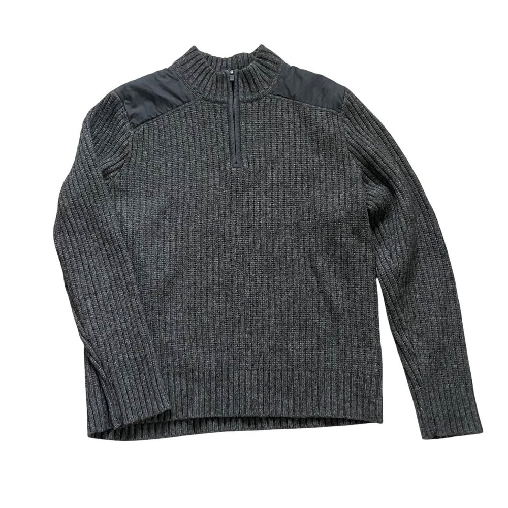 Eddie Bauer Mens Half-Zip Ribbed Pullover Sweater Gray XL Wool Blend